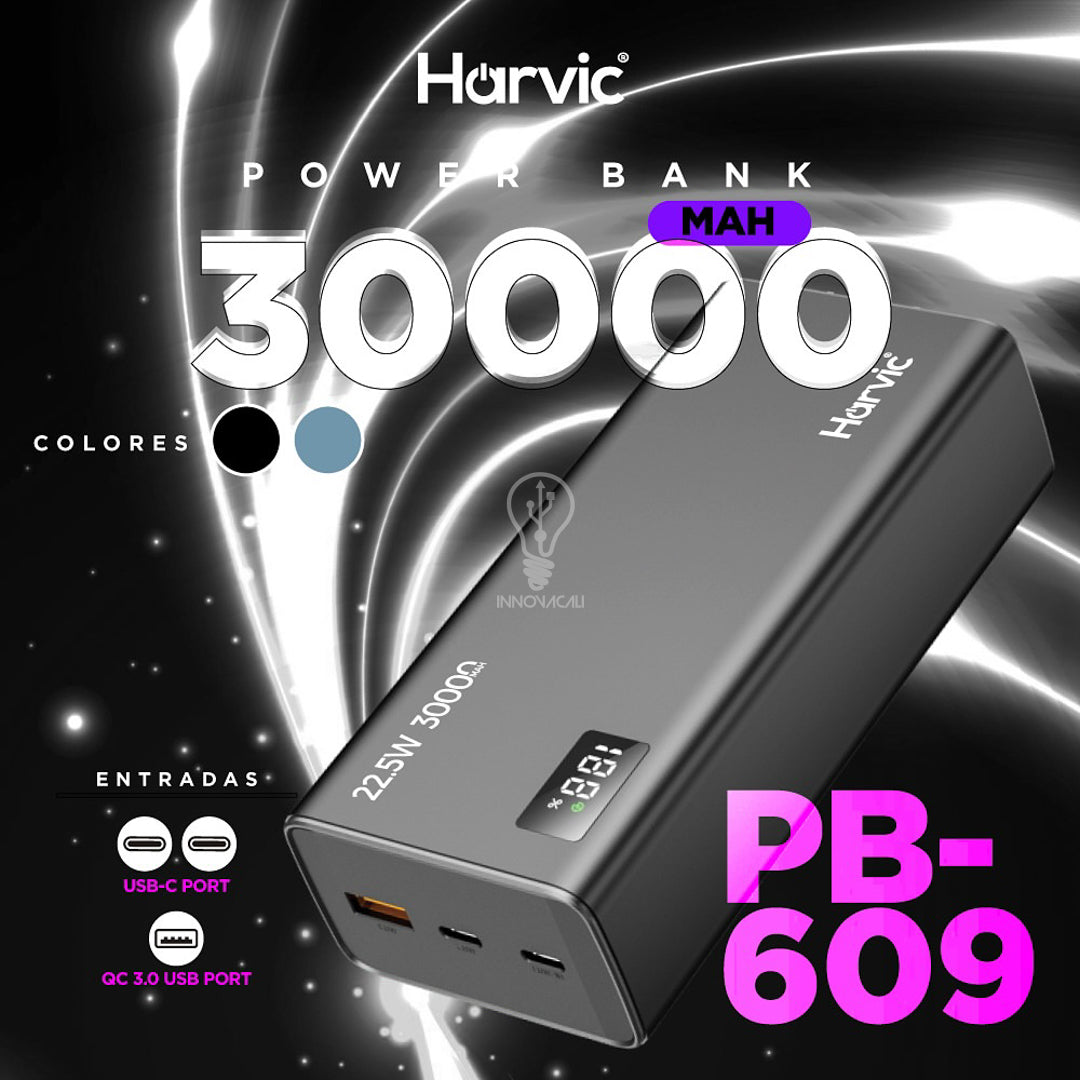 🔋 POWERBANK HARVIC PB-609 (30.000 MAH)
