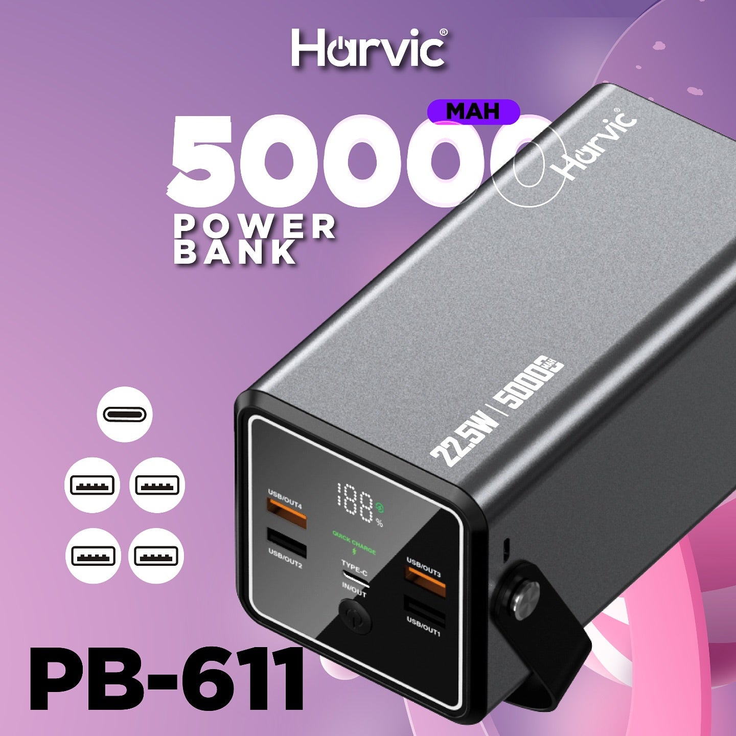 🔋 POWERBANK HARVIC DE 50.000 MAH (BANCO DE CARGA) 🔌