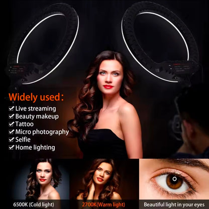 💡 Aro Selfie Profesional de 54 CM (21") | 3 Tonos, Maletín, Control y 3 soportes de Celular