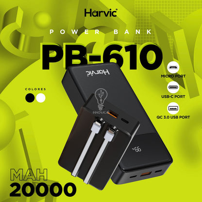 🔋 POWERBANK HARVIC PB-610 (20.000 MAH) 🔌