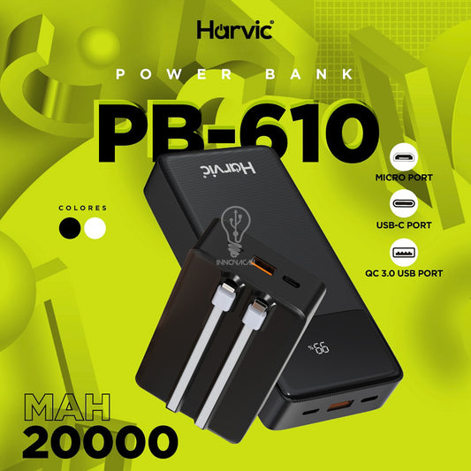 🔋 POWERBANK HARVIC PB-610 (20.000 MAH) 🔌