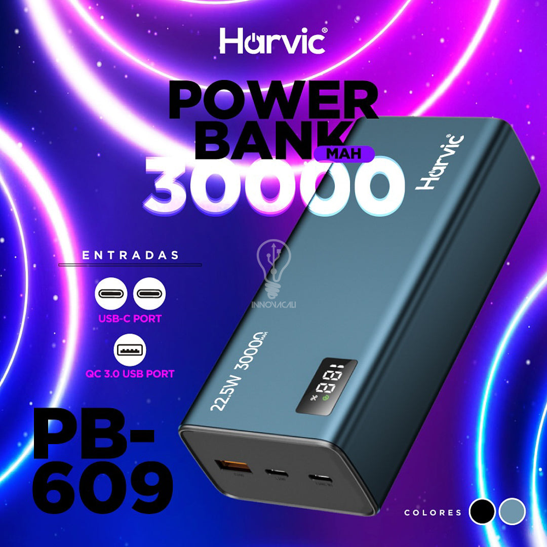 🔋 POWERBANK HARVIC PB-609 (30.000 MAH)
