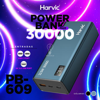 🔋 POWERBANK HARVIC PB-609 (30.000 MAH)