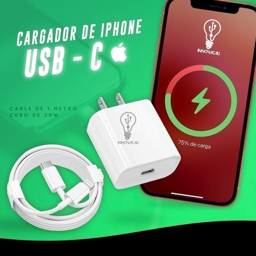 ⚡🔌 CARGADOR 20W (CARGA RÁPIDA) USB C - LIGHTNING IPHONE 11 AL 14PROMAX 🔋⚡