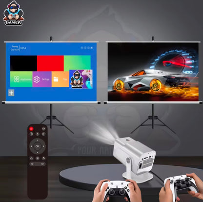 🎥 PROYECTOR PORTÁTIL HCS350MAX | 1080P Android 11 + Control x Voz y 2 Mandos 🎮