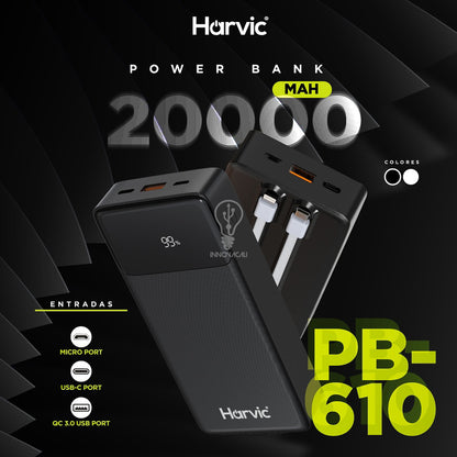 🔋 POWERBANK HARVIC PB-610 (20.000 MAH) 🔌