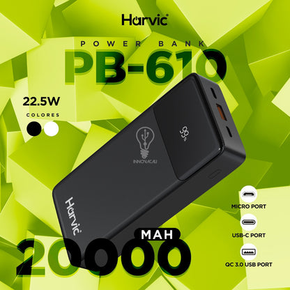 🔋 POWERBANK HARVIC PB-610 (20.000 MAH) 🔌
