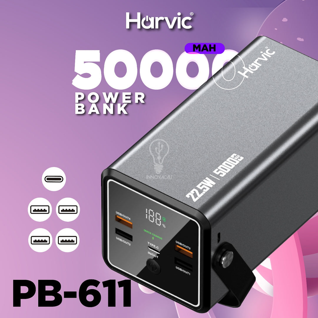 🔋 POWERBANK HARVIC PB-611 (50.000 MAH) 🔌