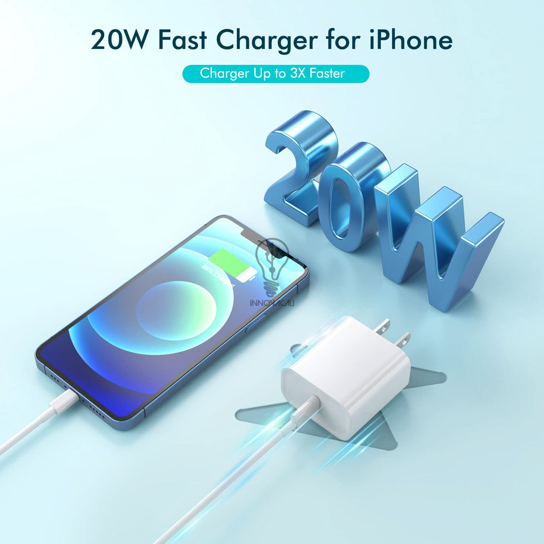 ⚡🔌 CARGADOR 20W (CARGA RÁPIDA) USB C - LIGHTNING IPHONE 11 AL 14PROMAX 🔋⚡
