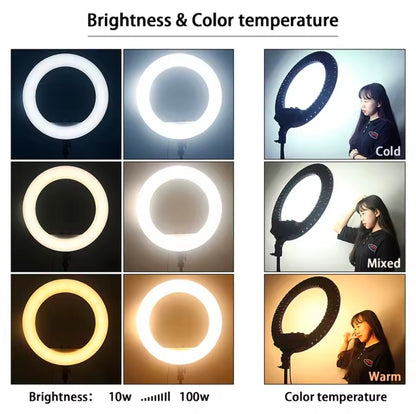 💡 Aro Selfie Profesional de 54 CM (21") | 3 Tonos, Maletín, Control y 3 soportes de Celular