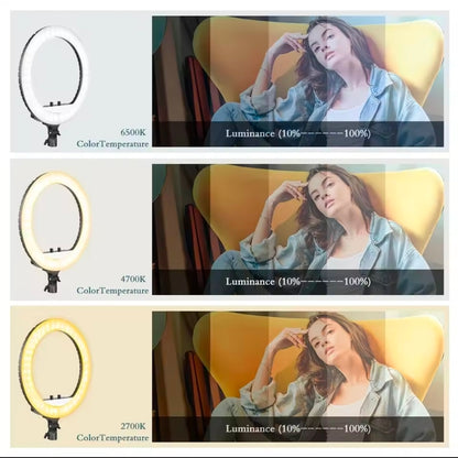 💡 Aro Selfie Profesional de 45 CM (18") | 3 Tonos, Maletín, Control y 3 soportes de Celular