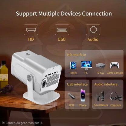 🎥 PROYECTOR PORTÁTIL HCS350MAX | 1080P Android 11 + Control x Voz y 2 Mandos 🎮