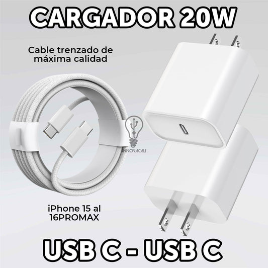 ⚡🔌 CARGADOR 20W (CARGA TURBO) USB C - USB C IPHONE 15-16 🔋⚡