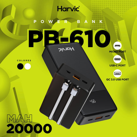 🔋 POWERBANK HARVIC DE 20.000 MAH (BANCO DE CARGA) 🔌